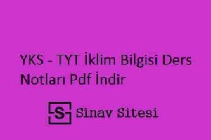 YKS - TYT İklim Bilgisi Ders Notları Pdf İndir