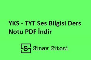 YKS - TYT Ses Bilgisi Ders Notları Pdf İndir