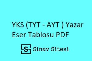 YKS (TYT - AYT ) Yazar Eser Tablosu PDF İndir