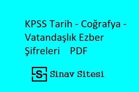 KPSS Tarih - Coğrafya - Vatandaşlık Ezber Şifreleri PDF