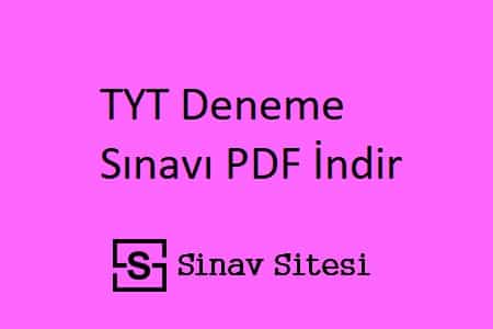 TYT Deneme Sınavı PDF İndir