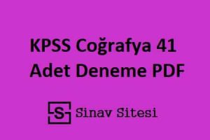 KPSS Coğrafya 41 Adet Deneme PDF