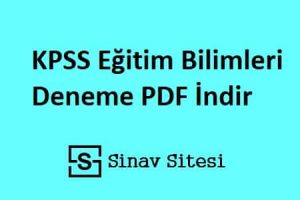 KPSS Eğitim Bilimleri Deneme PDF İndir