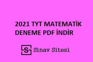 2021 TYT Matematik Deneme Sınavı PDF