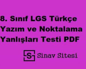 LGS TÜRKÇE YAZIM VE NOKTALAMA TESTİ PDF